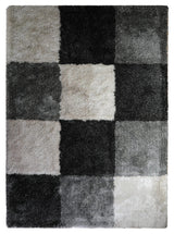 HAND TUFTED SHAG POLYESTER ECO-FRIENDLY AREA RUGS, Black Silver Color, Geometric
