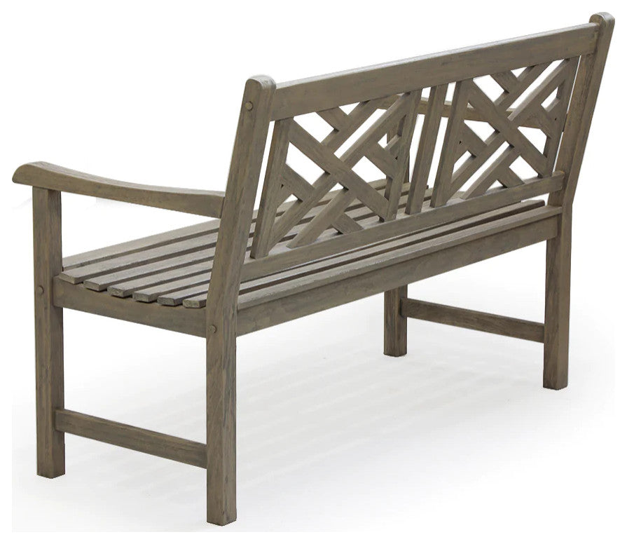 Rocca Weathered Teak Wood Outdoor Bench