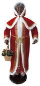 58" African American Dancing Mrs. Claus With Hooded Cloak and Basket