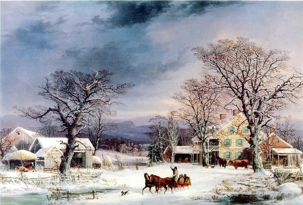 George Henry Durrie The Half-Way House, 18"x27" Gallery Wrapped Canvas Print
