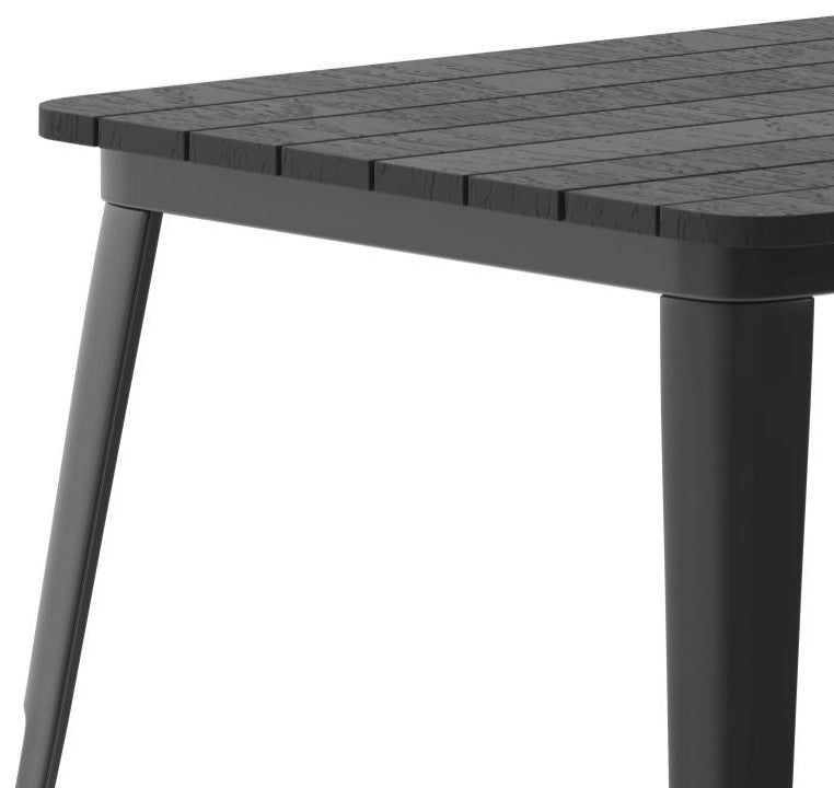 Declan Commercial Indoor/Outdoor Dining Table with Umbrella Hole, 30" x 60", Black