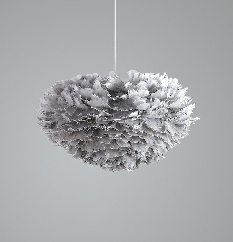 Romantic Red/Gray Feather LED Pendant Lighting for Bar, Living room, Gray, Dia11