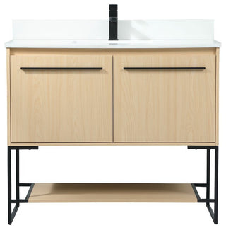 Sue 40" Single Bathroom Vanity, Maple, With Backsplash
