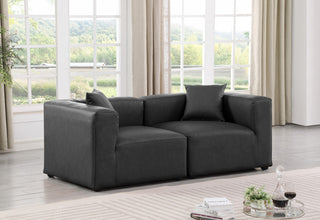 Cube Upholstered Modular Sofa, Grey, 2-Piece: 2 Corner Chair, Vegan Leather