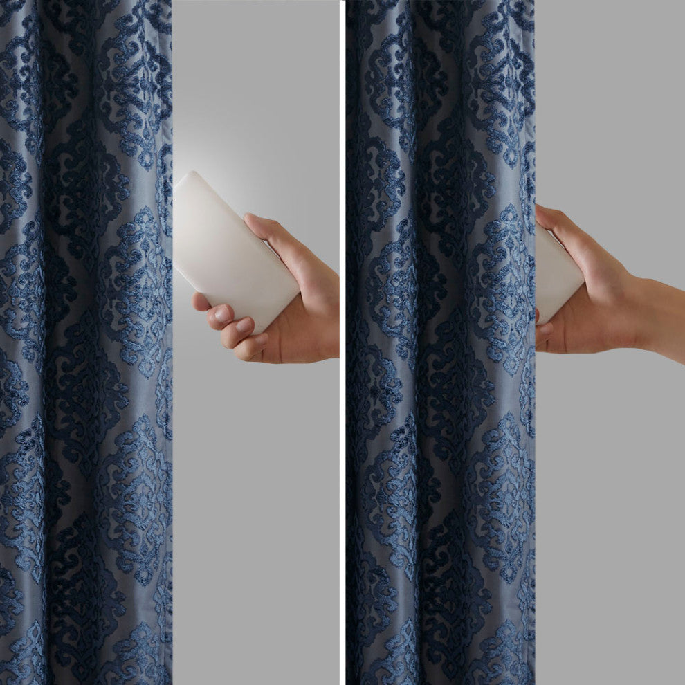 SunSmart Mirage Knitted Jacquard Damask Total Blackout Grommet Top Curtain Panel