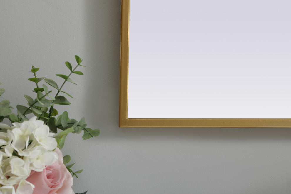 Metal Frame Arch Mirror 33X24 Inch, Brass