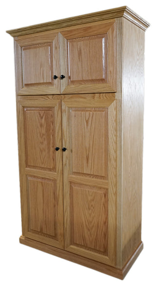 Oak Kitchen Pantry With Upper Storage, Lite Oak