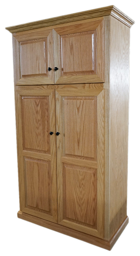 Oak Kitchen Pantry With Upper Storage, Lite Oak
