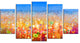 Abstract Flower Field Watercolor Painting, Yellow, Floral Art, 60"x32", 5 Panels
