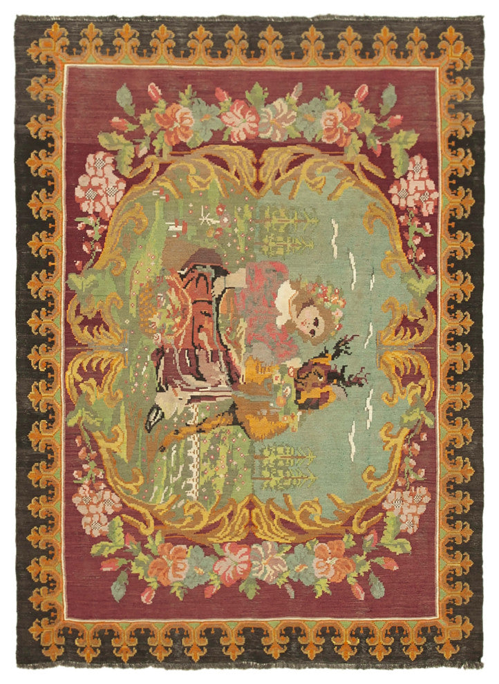 Rug N Carpet - Handmade Bessarabian 6' 3'' x 8' 6'' Vintage Floral Kilim Rug