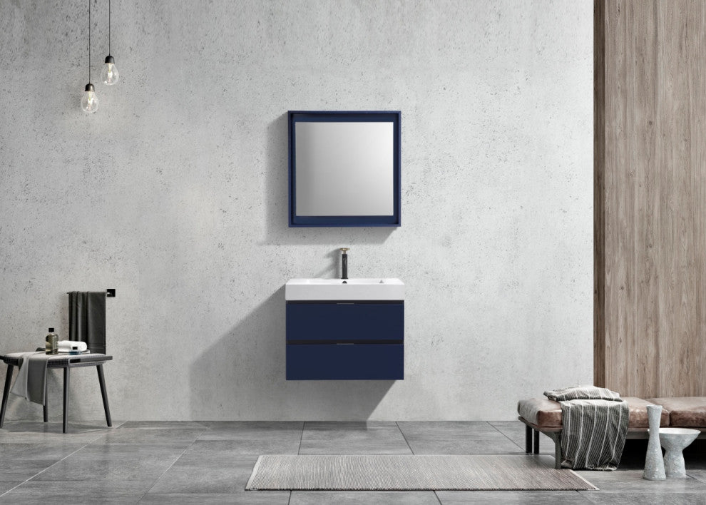 Bliss 30" Blue Wall Mount Modern Bathroom Vanity