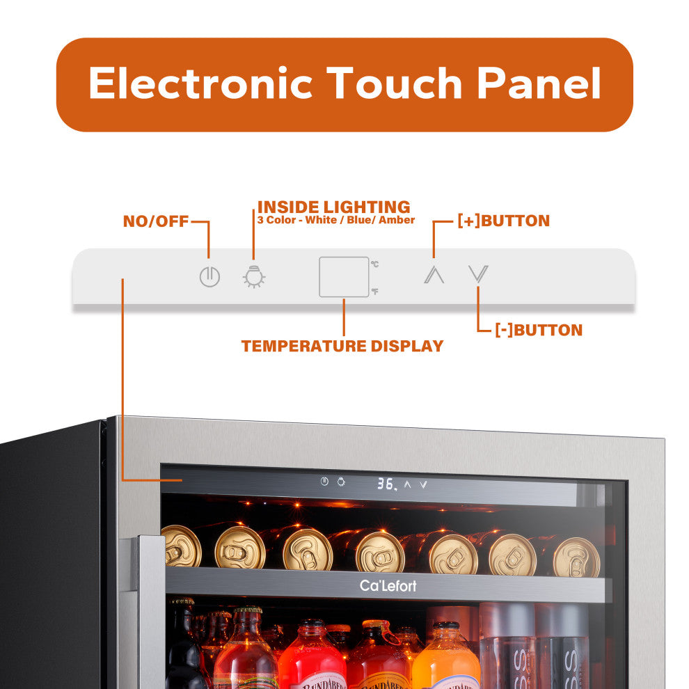 Ca''Lefort 180 Can 24" Beverage Refrigerator Built-In Soda Drink Cooler Low Noise
