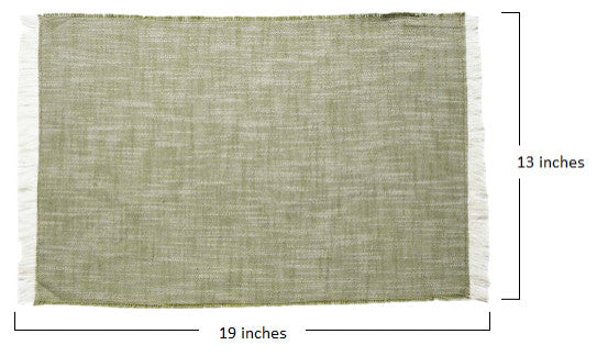 Set of Eight Dull Green Woven Textured Placemats