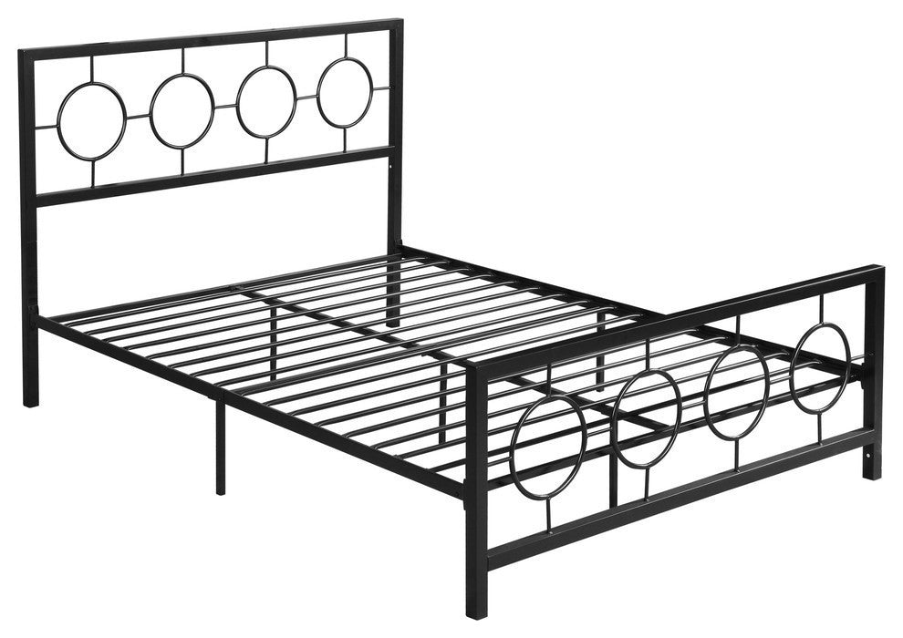 GDF Studio Doris Modern Queen Geometric Low-Profile Platform Bed Frame, Flat Bla