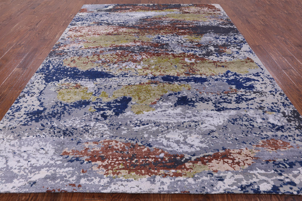 7' 11" X 10' 2" Handmade Wool and Silk Modern Rug Q7222