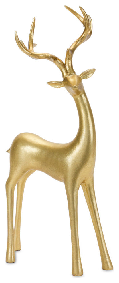 Gold Minimalist Deer Statue, 2-Piece Set