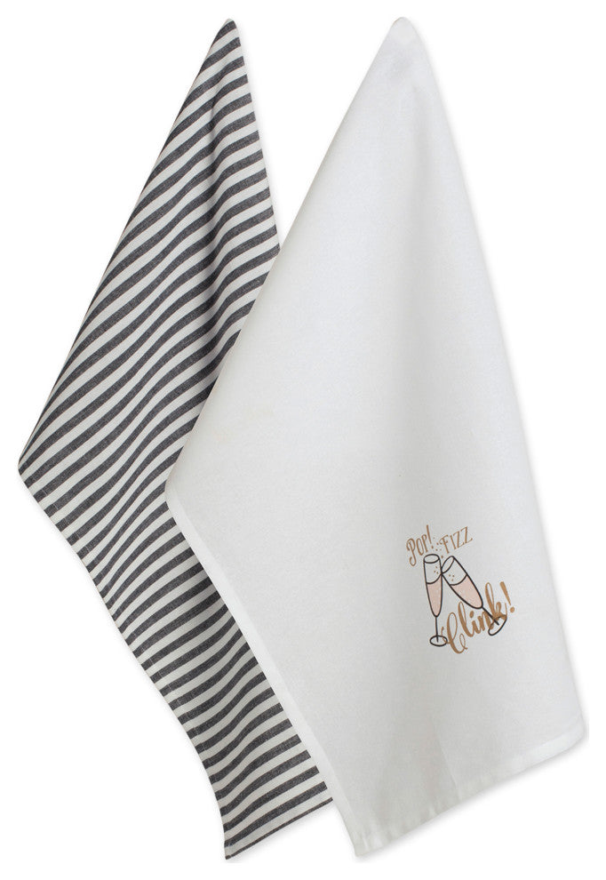 Assorted Pop Fizz Clink! Printed Dishtowel, Set Of 2