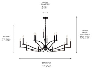 Malene Chandelier, Black, 52.75 Inch
