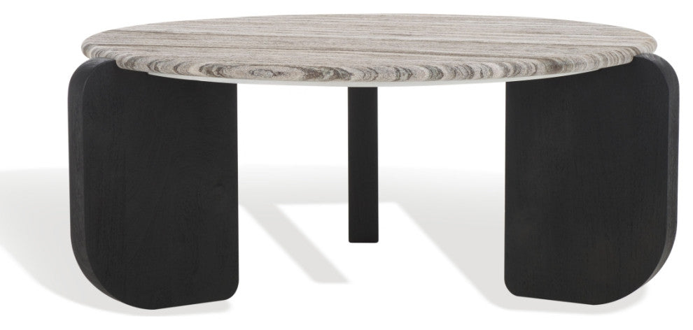 Safavieh Couture Graelyn Marble Top Coffee Table, Black/Grey