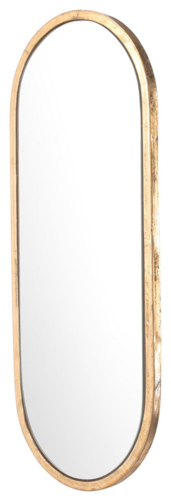 Frame Wall Mirror, Oval, Glass, Steel Metal, Gold, Bedroom Living