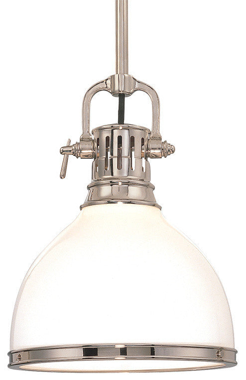 Randolph, One Light 11-inch Pendant, Polished Nickel Finish, Glass Shade