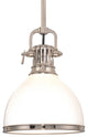 Randolph, One Light 11-inch Pendant, Polished Nickel Finish, Glass Shade