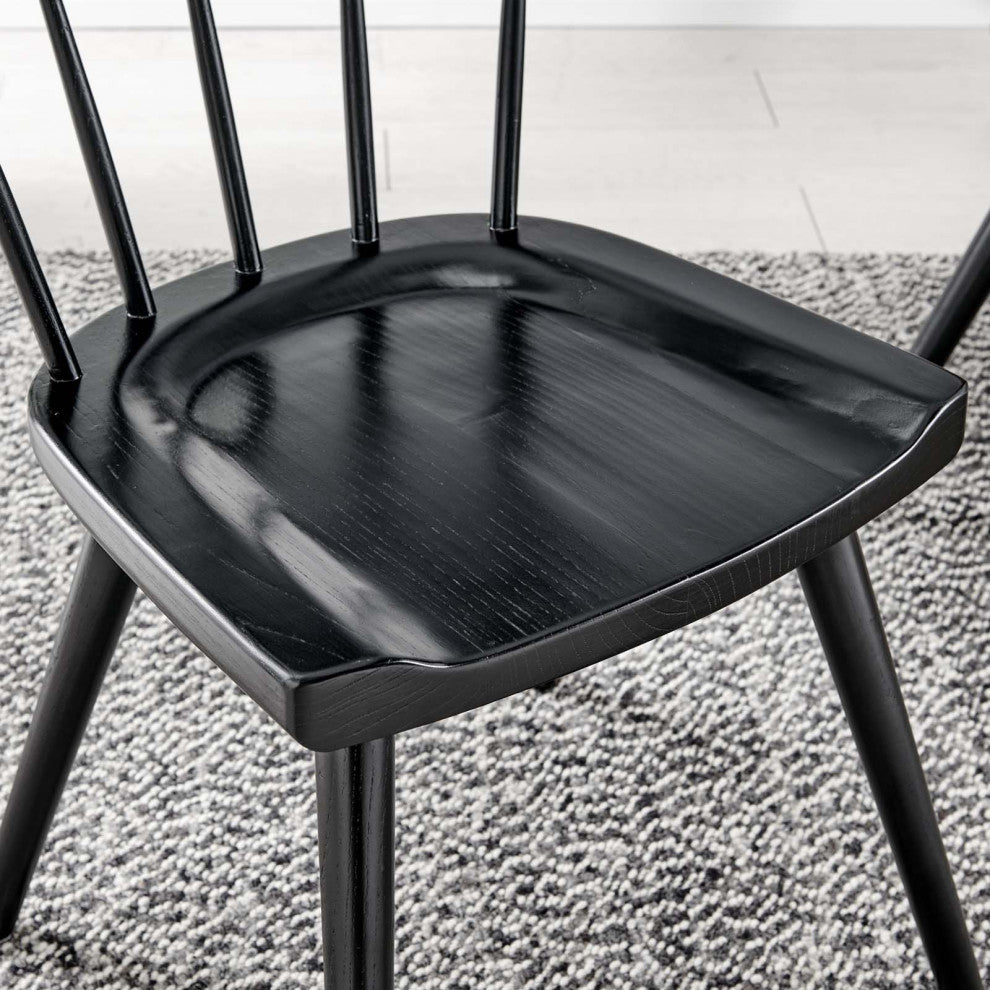 Side Dining Chair, Set of 2, Black, Wood, Modern, Cafe Bistro Hospitality