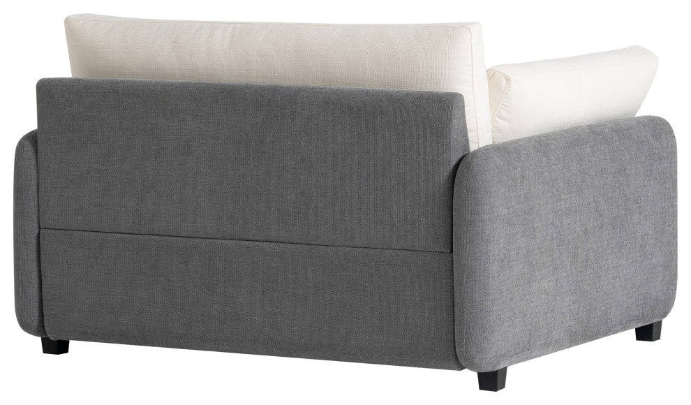 GDF Studio Oversized Chenille Upholstered Accent Armchair With Pillows, Gray
