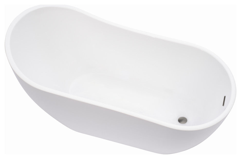 Freestanding Acrylic Bathtub, White/Brushed Nickel