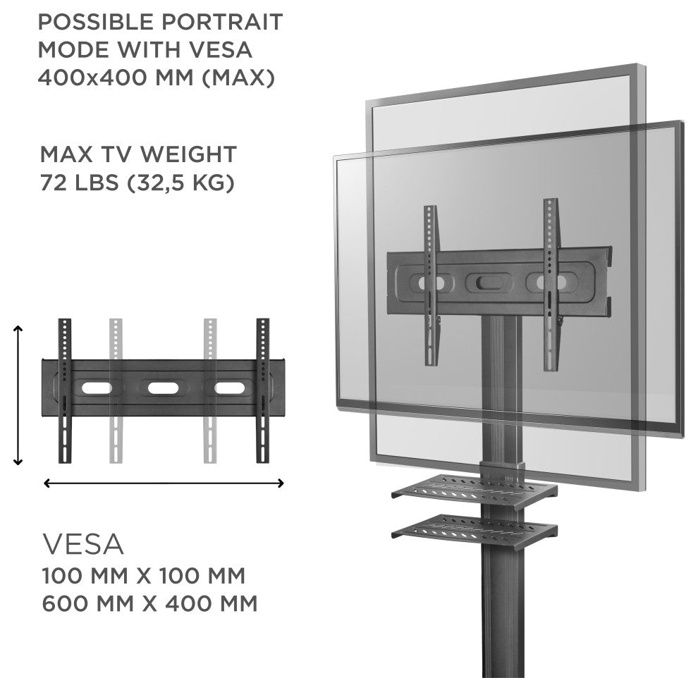 ONKRON Mobile TV Stand with Wheels for 32-65 Inch TVs up to 72 lbs Portable