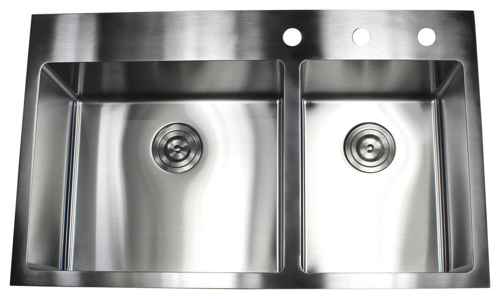 36" Drop In Topmount Stainless Steel Double Bowl Kitchen Sink Package