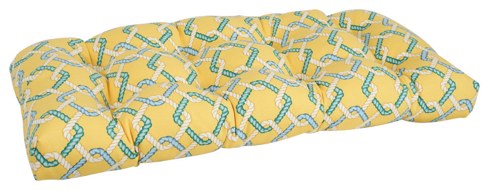 42"X19" U-Shaped Patterned Polyester Tufted Settee/Bench Cushion, Capecod Summer