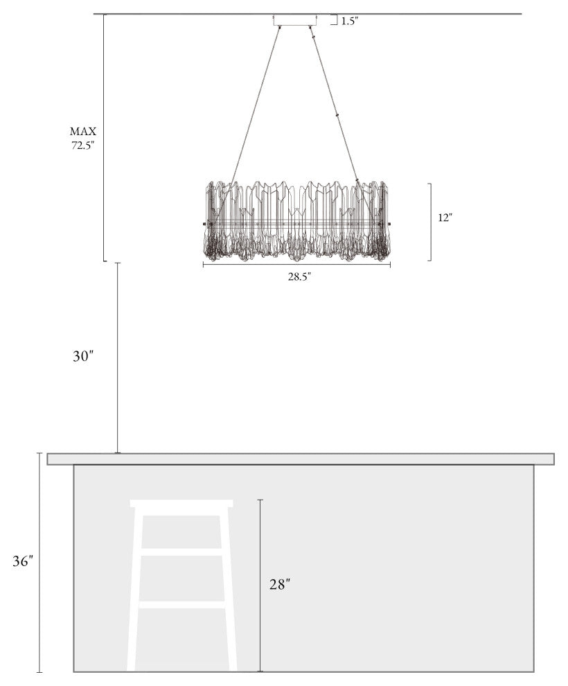 LNC Hanabalter 1-Light 28" Modern Resin LED Chandelier, Silver