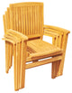 7-Piece Outdoor Teak Dining Set: 71" Rectangle Table, 6 Wave Stacking Arm Chairs