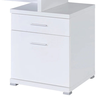 Benzara BM156222 Gorgeous white Wooden desk with cabinet