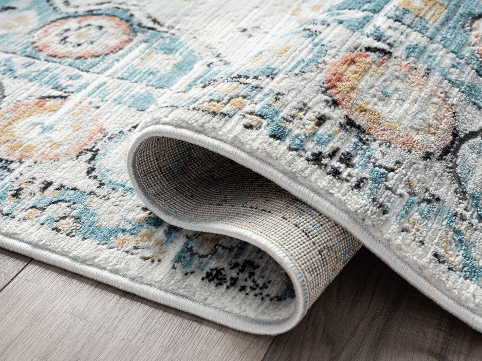 Abani Rugs Azure AZR170B Vintage Blue Ivory Diamond Area Rug