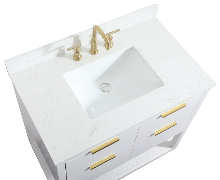 36" Single Bathroom Vanity, White, With Backsplash
