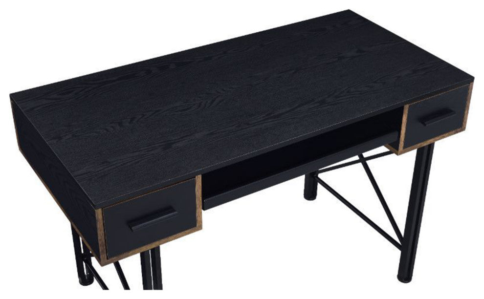 2 Drawers Computer Desk, Black Finish