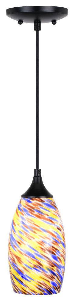 Milano 4.75" Mini Pendant Terra Tide Glass Matte Black