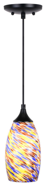 Milano 4.75" Mini Pendant Terra Tide Glass Matte Black