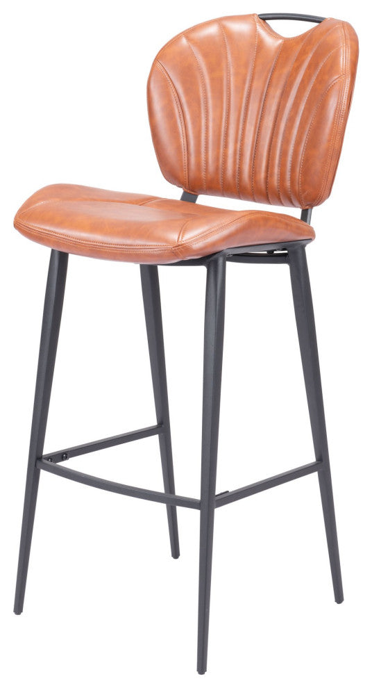 Bar Stool Chair Barstool, Faux Vinyl Leather, Steel, Vintage Brown, Black, Cafe