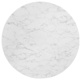 Dining Table, Round, Artificial Marble, Metal, Gold White, Modern, Cafe Bistro