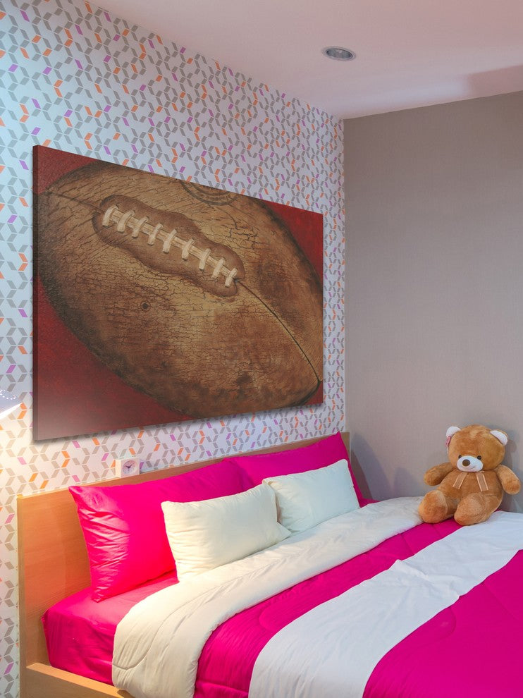 Marmont Hill, "Crackle Football" by Reesa Qualia Print on Wrapped Canvas, 30x20