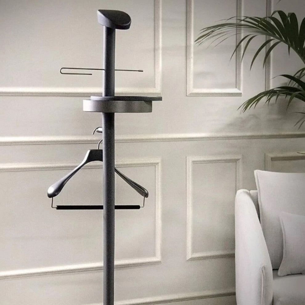 Nomon Galan Men Valet Stand, Walnut Hanger, Black Stained Ash, Graphite Finish