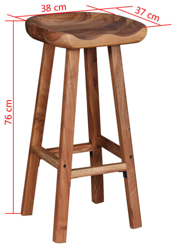 vidaXL Bar Stools 2 pcs Solid Acacia Wood