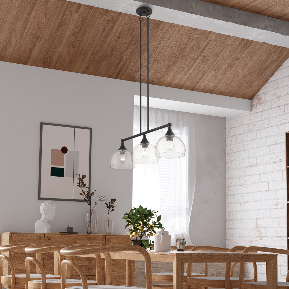 3 Light Bronze Linear Chandelier