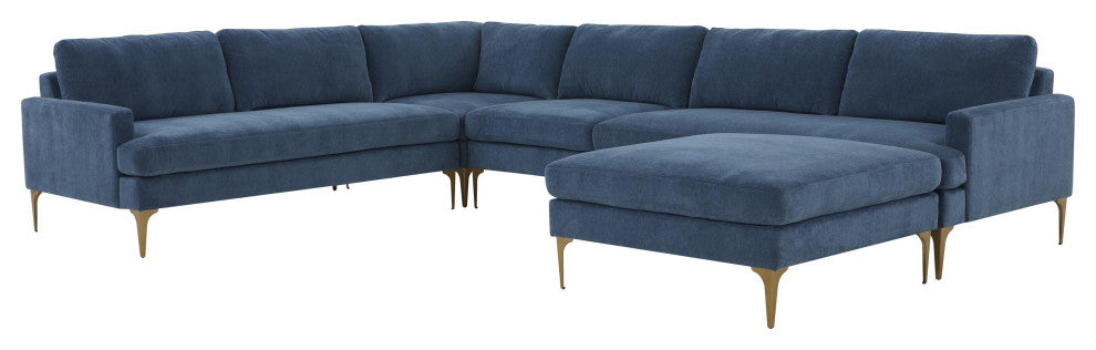 Serena Blue Velvet Large Chaise Sectional