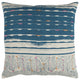 Teal White Kantha Stitch and Knots Throw Pillow