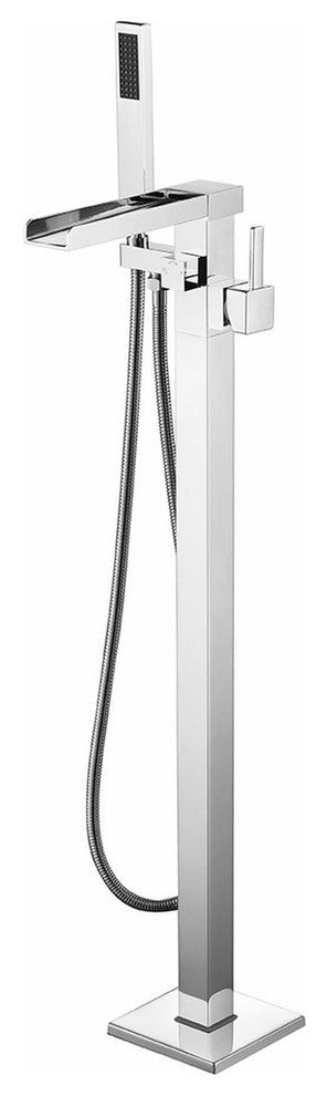 Bathroom Free Standing Bathtub Filler/Faucet With Handheld Showerwand Chrome