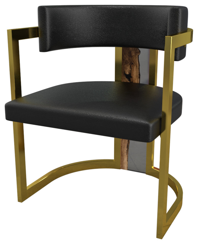 Matera Dining Chair, Black Top and Gold Base, 12 Pieces